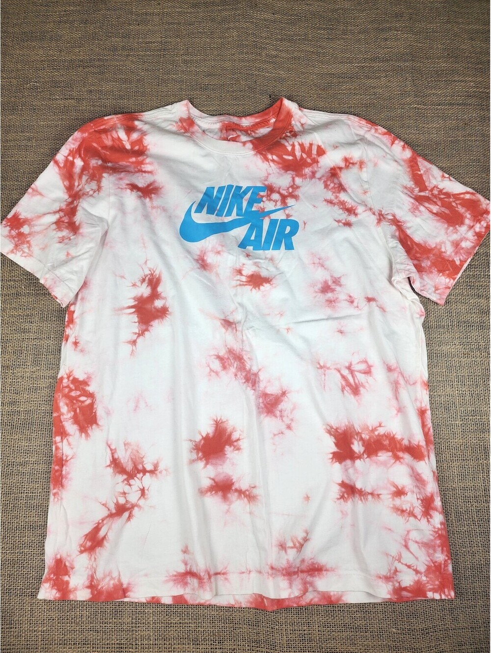 Nike Air Men’s XL Tie Dye T Shirt Red White Blue Swoosh Graphic Tee Streetwear